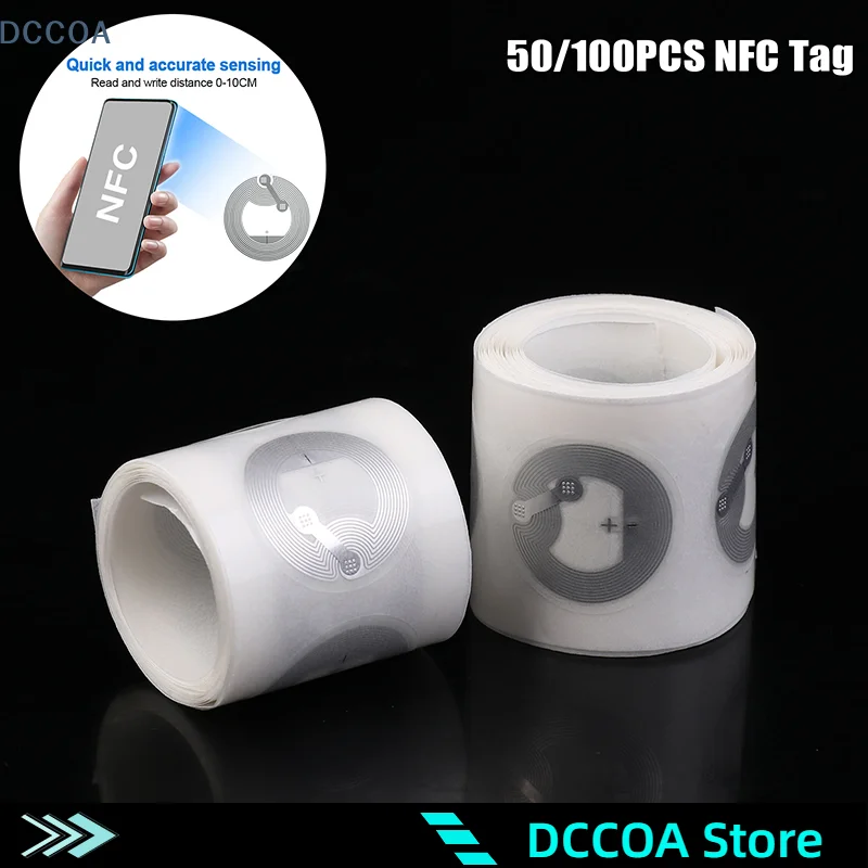 50/100Pcs แท็ก NFC Nfc215 ชิปป้ายสติกเกอร์ RFID อิเล็กทรอนิกส์ป้ายสติกเกอร์สําหรับ Access Control สมาร์ท Rewritable