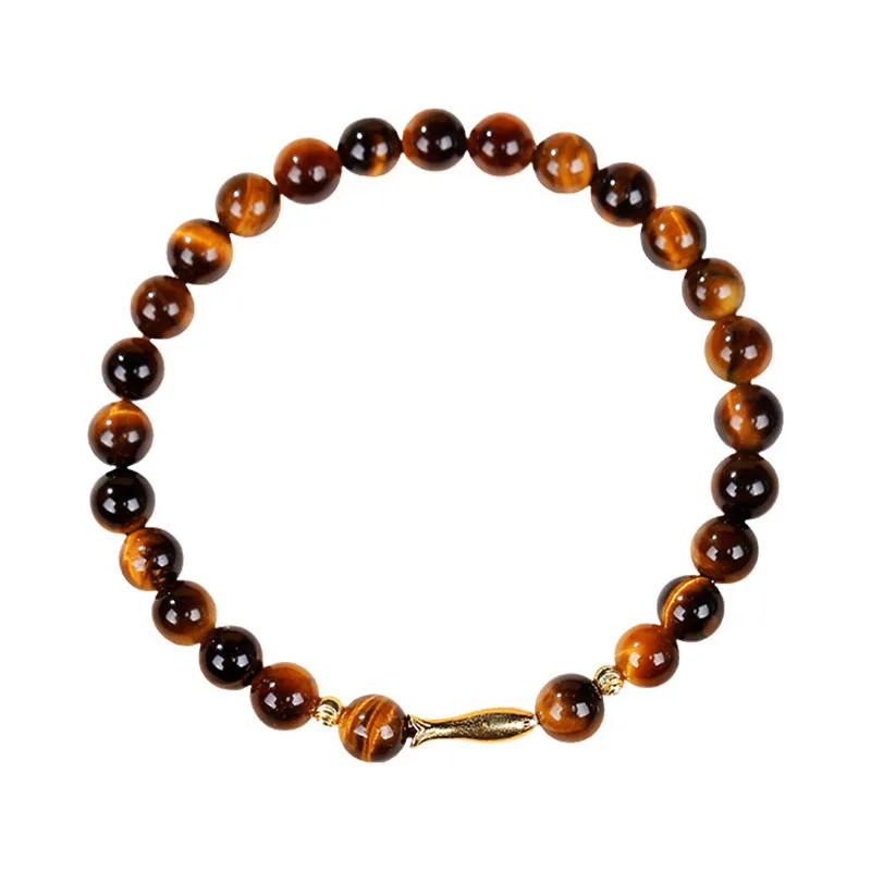 

Natural Yellow Tiger Eye Beaded Bracelet Koi Pattern Crystal Bracelet for Women Light Luxury Jewelry Gifts
