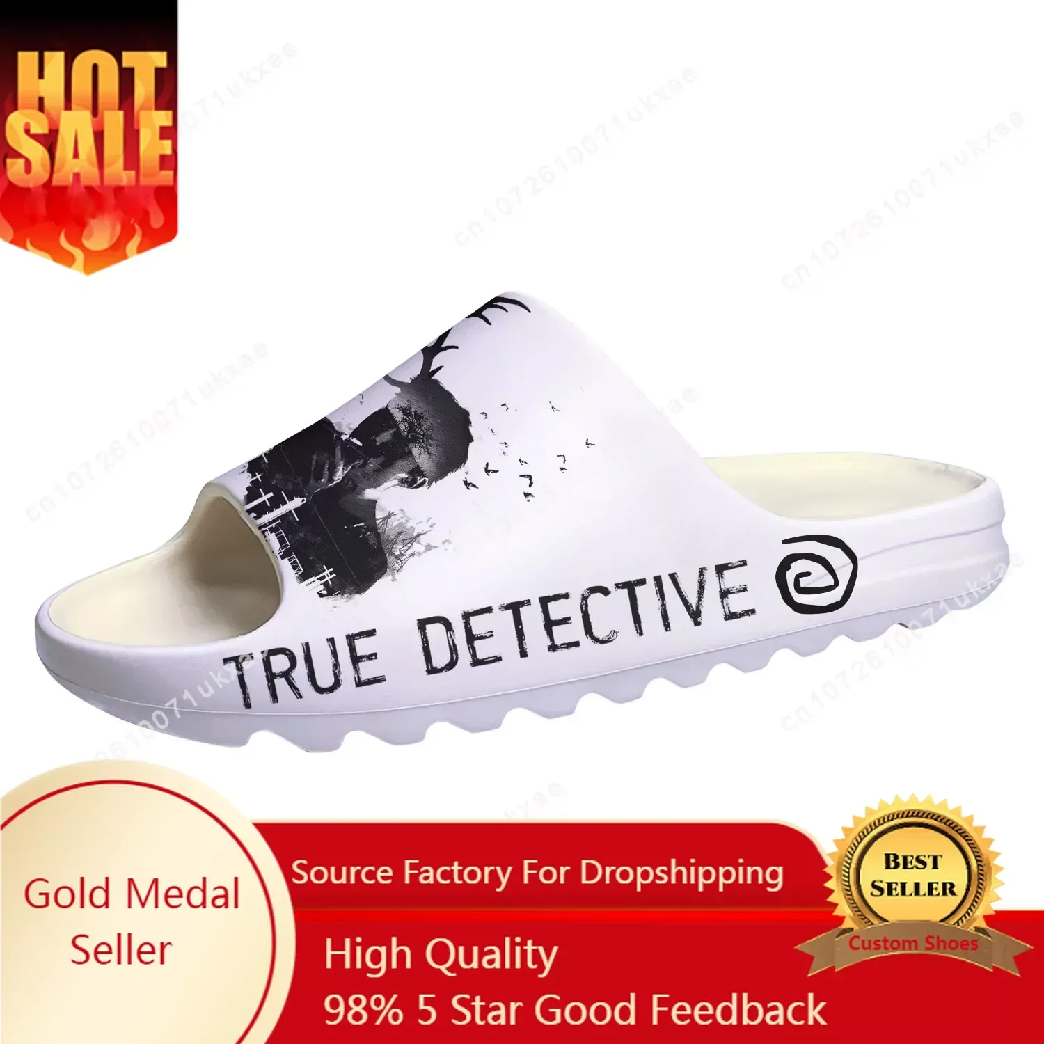 True Detective Soft Sole Sllipers Home Clogs Customized Step On Water Shoes Mens Womens Teenager Step in Sandals