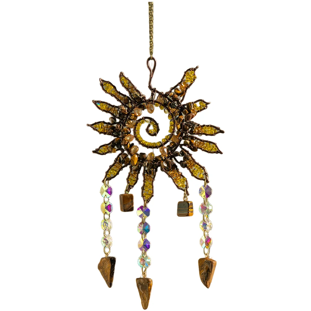 For Bohemian Charm Sun Spiral Catcher Handmade Wind Chime Decor Wind Chime Spiral Rainbows Decor Intricate Handmade Design