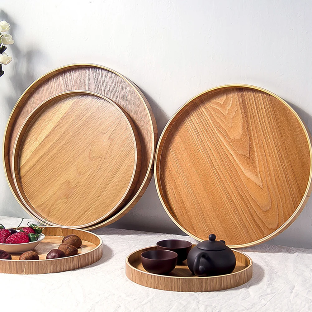

30Cm Wooden Round Tray Natural Serving Plate for Dessert Fruit Snack Bread Cheese Cake Salad Flavor Spice Sauce Salt Vinegar