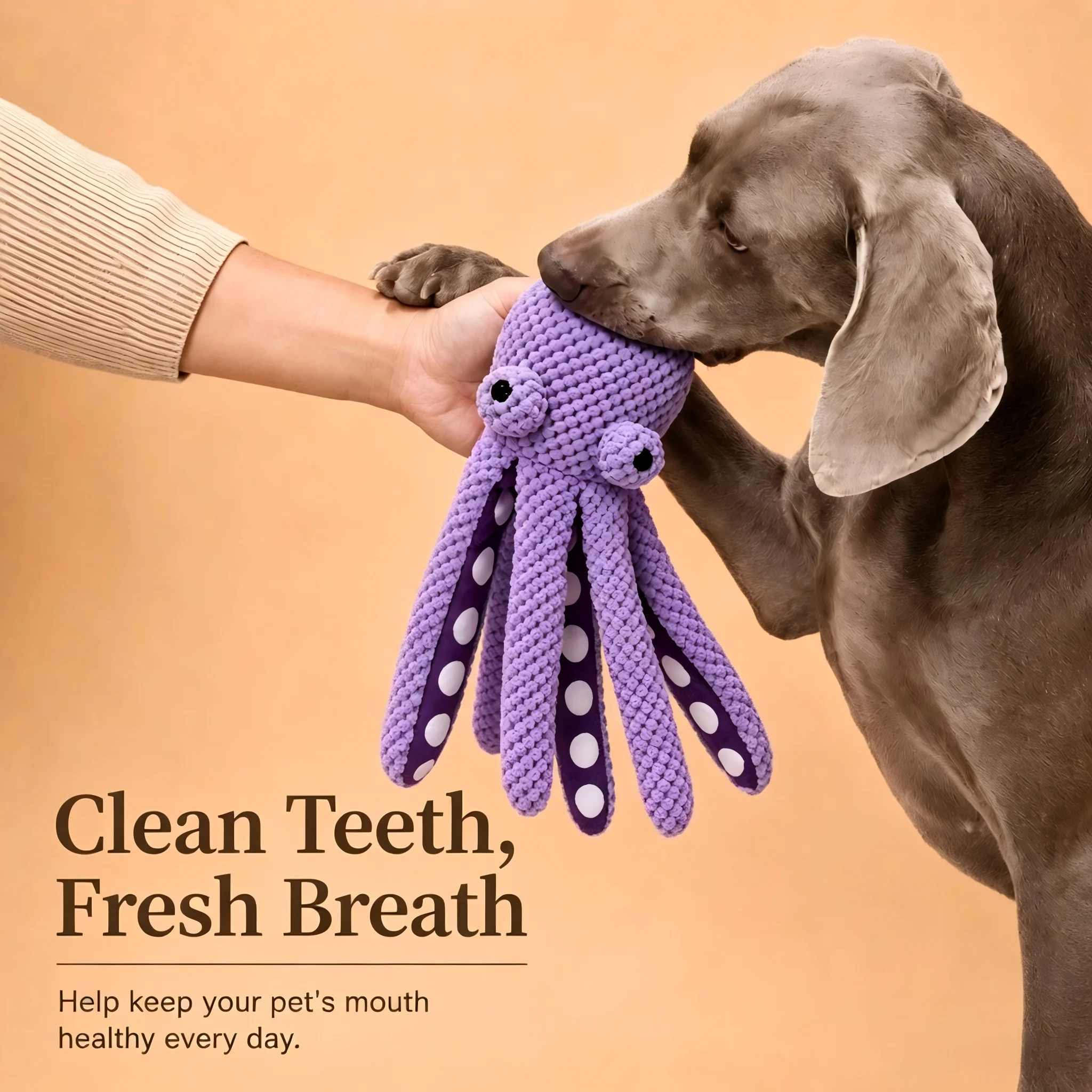 Plush Octopus Dog Squeaky Toy, Soft Teeth Cleaning Chew Toy, Interactive Puppy Play Toy for Dogs, Reduce Boredom Relieve Anxiety