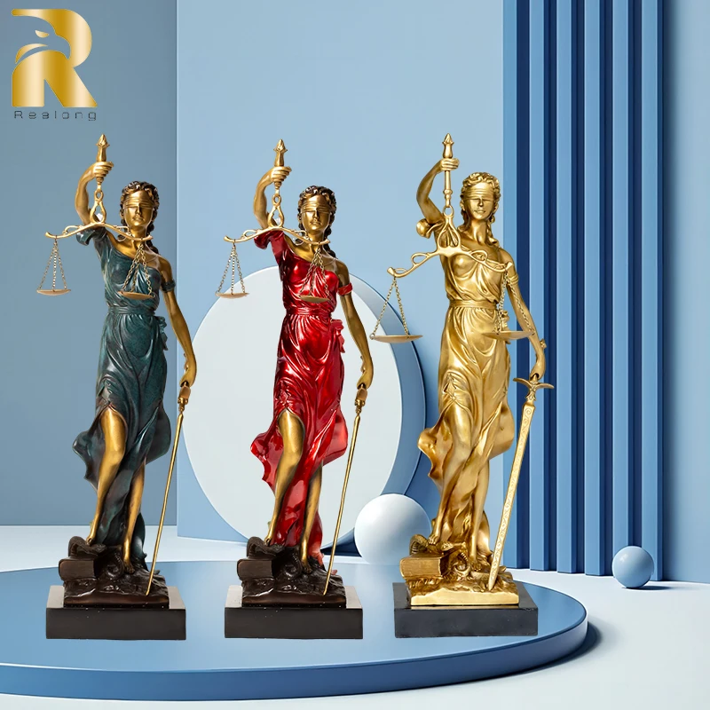 49cm Lady Justice Bronze Sculpture Themis Blind Justice Cast Bronze Statue Myth Goddess of Justice Figurine For Home Decor Gifts