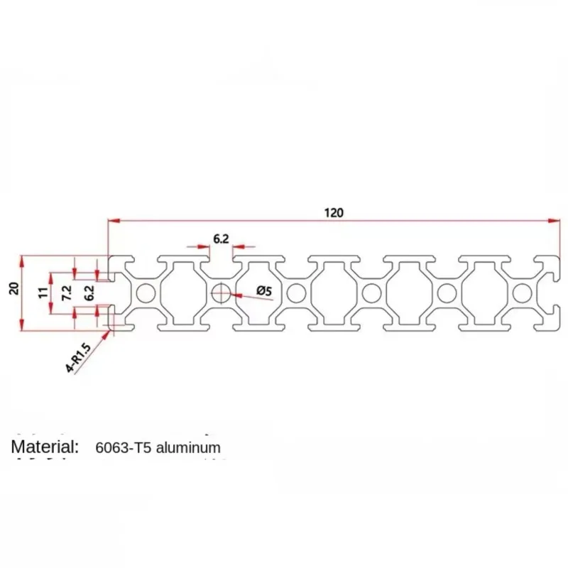1PC EU 20120 T-Slot Aluminum Profile Anodized Extruded Profile 3D Printer Frame Engraving Machine Panel Slide Rail Workbench DIY