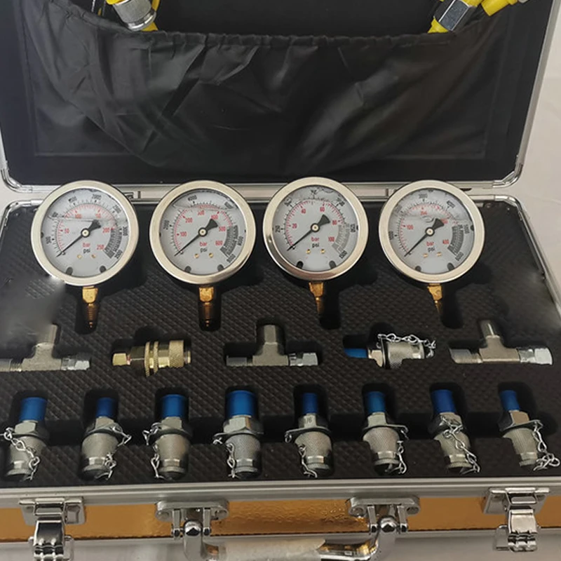 Portable Excavator Pressure Gauge Hydraulic Test Kit Repair  Include 9 Joints And 4 Gauges Suitable For Smelting Mining