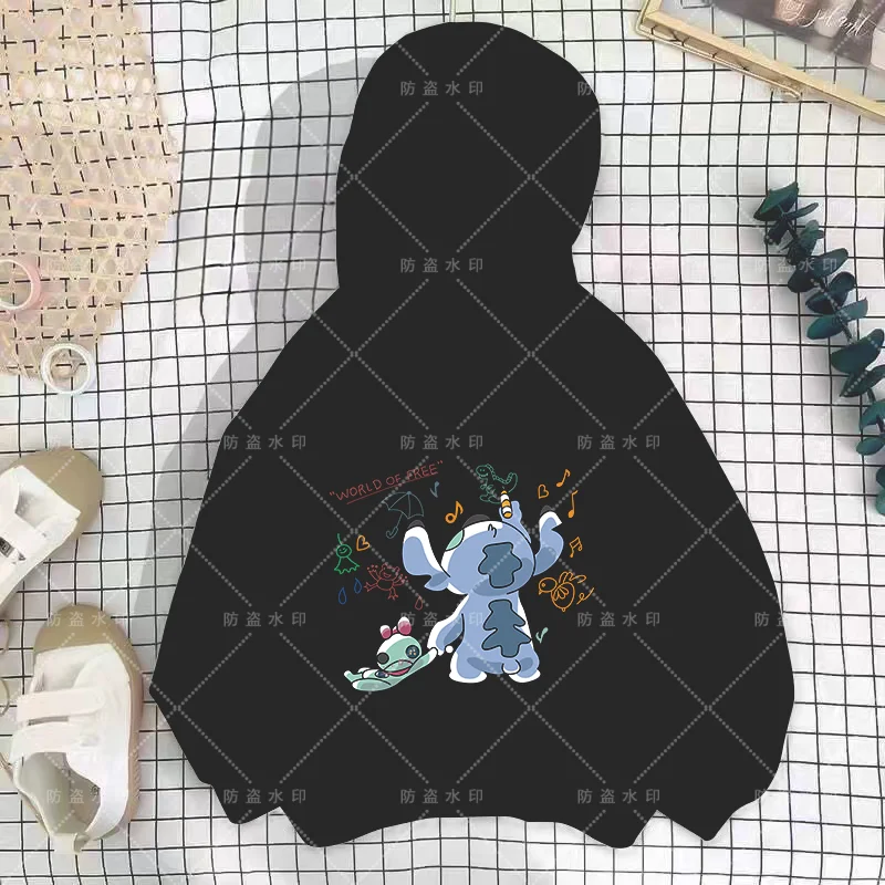 Kawaii Lilo Stitch Hoodie pakaian anak perempuan Fashion pakaian bayi laki-laki pakaian musim gugur hangat Stitch Sweatshirt atasan anak