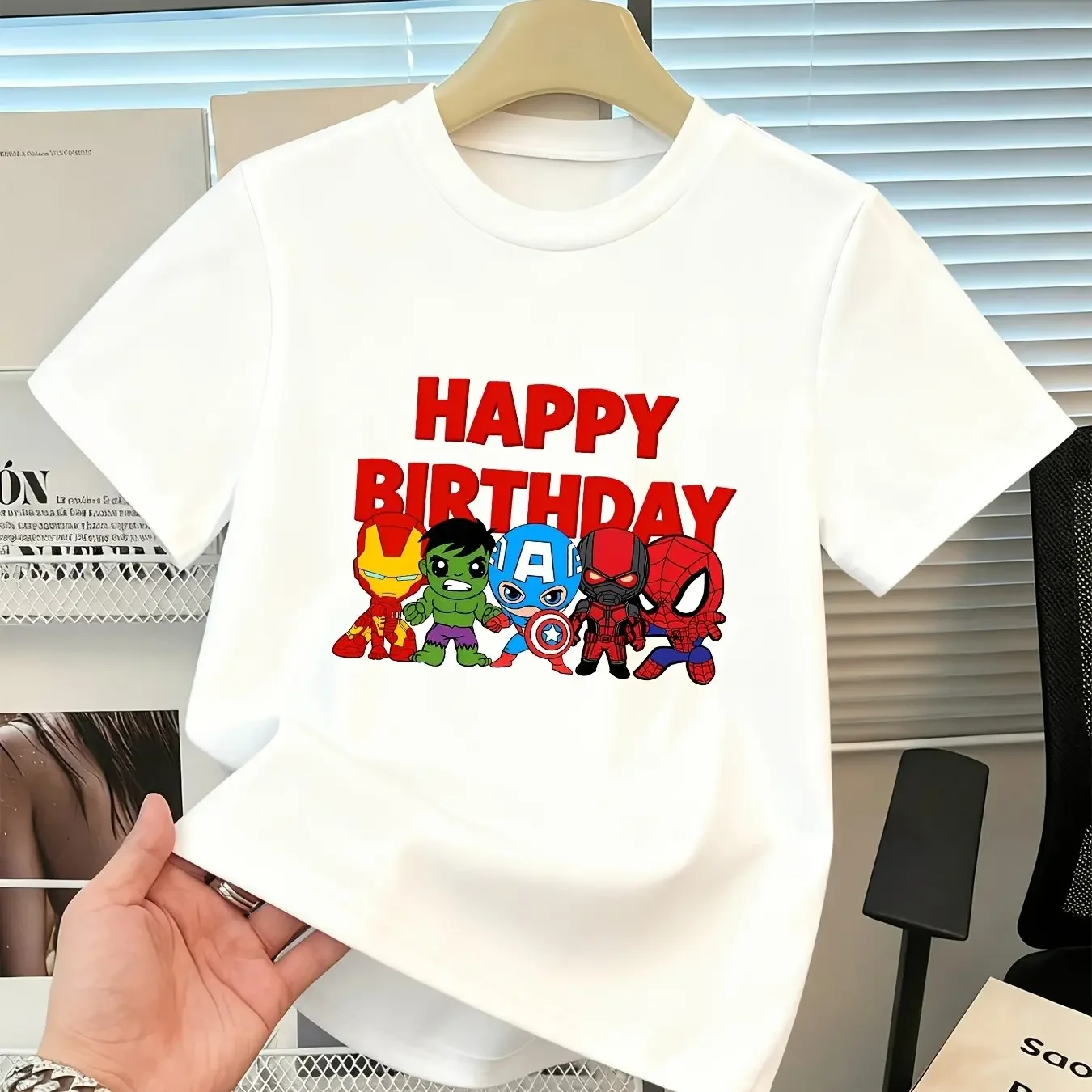 

Marvel Avengers Birthday Shirt for Boys and Girl Superhero Graphic T Shirt Kids Happy Birthday Party Top