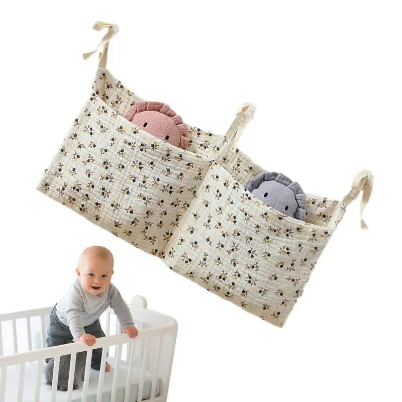 

2 Pockets Portable Baby Crib Storage Bag Nappy Organizer Multifunctional Newborn Bed Headboard Diaper Bag For Kids Baby Items