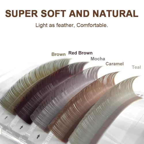 Imagen 2 del producto NATUHANA-extensión de pestañas de color caramelo, pestañas postizas individuales de Color visón sintético, pestañas de Mocha marrón verde azulado para herramientas de maquillaje