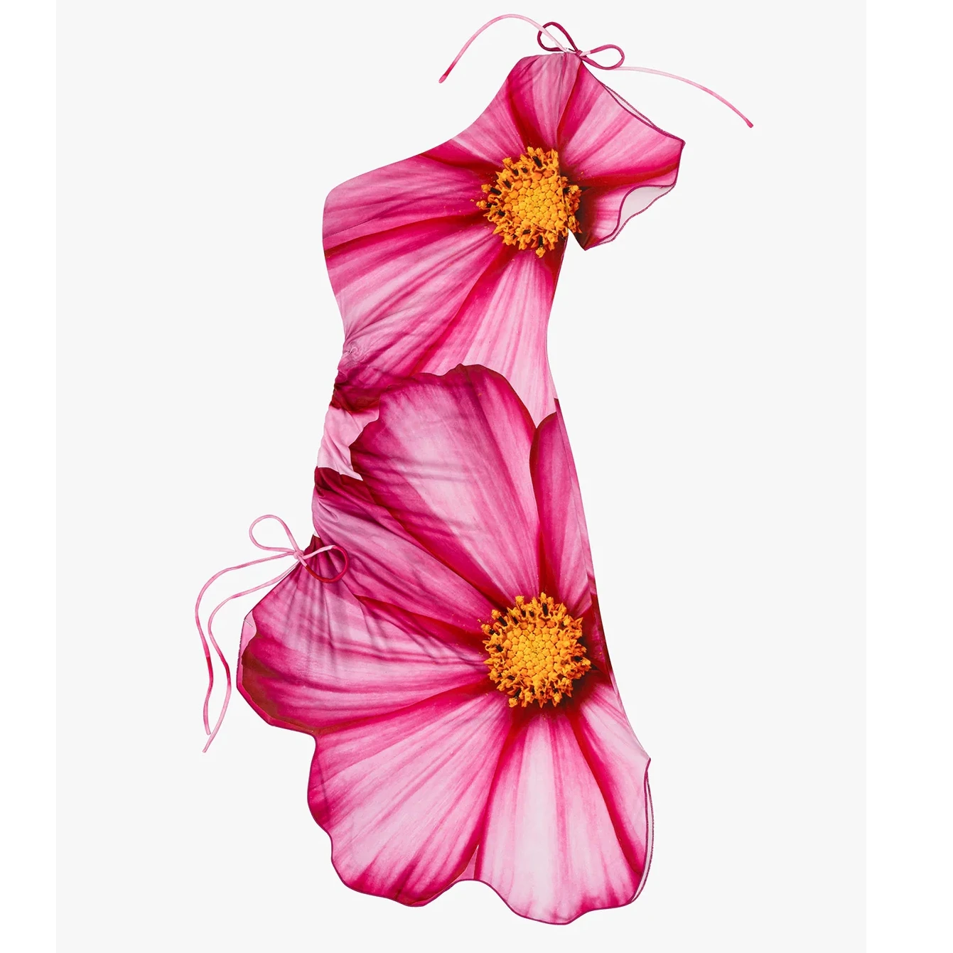 Elegancka damska asymetryczna mini sukienka w kwiatowy wzór, sukienka na jedno ramię, letnia sukienka z rozcięciem na boku, modna sukienka codzienna.