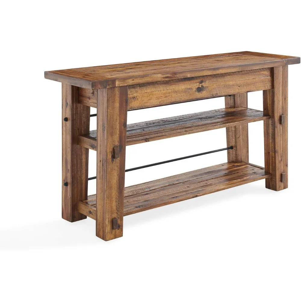 Durango 54" L Industrial Wood Console Table with Two Shelves