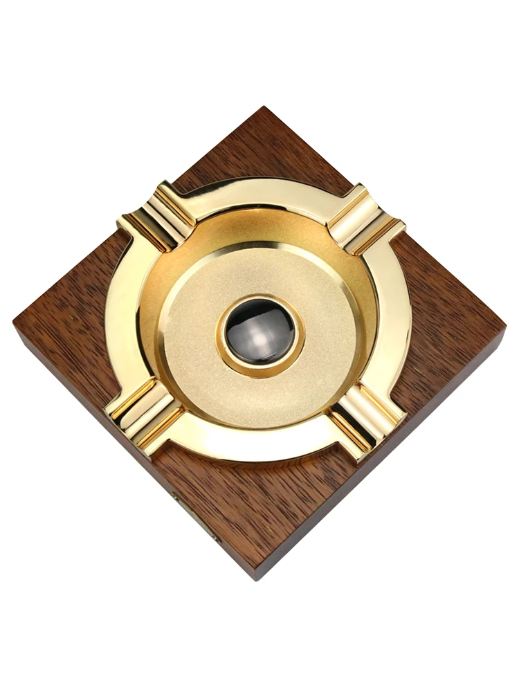 Asbak Cerutu Logam Kayu Solid Alur Ganda Besar