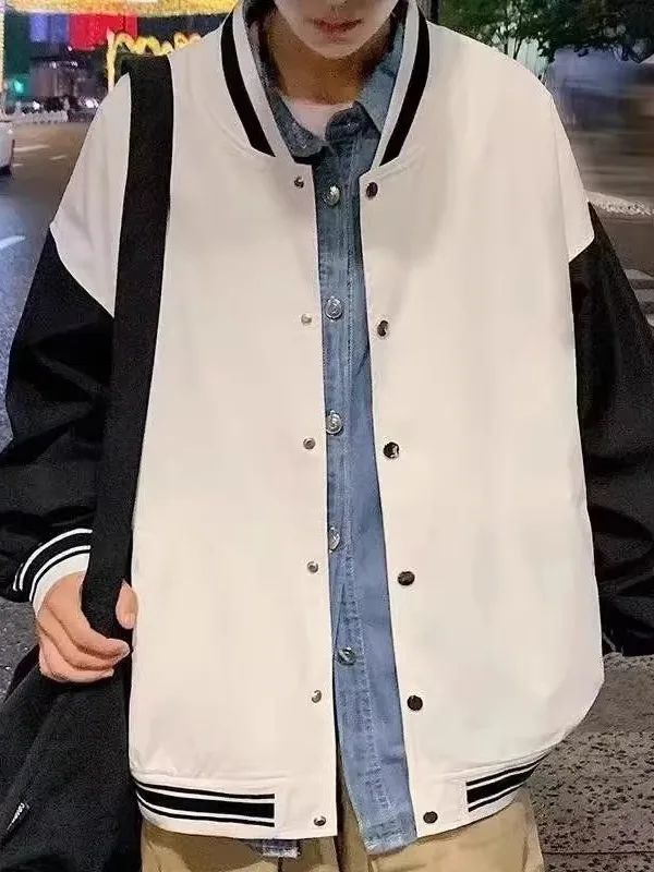 

Men's Baseball Jaet Thin Autumn Wear Couple Class orm Loose Fit Splice Color Cotton Blend Polyester Fiber Casual Outerwear