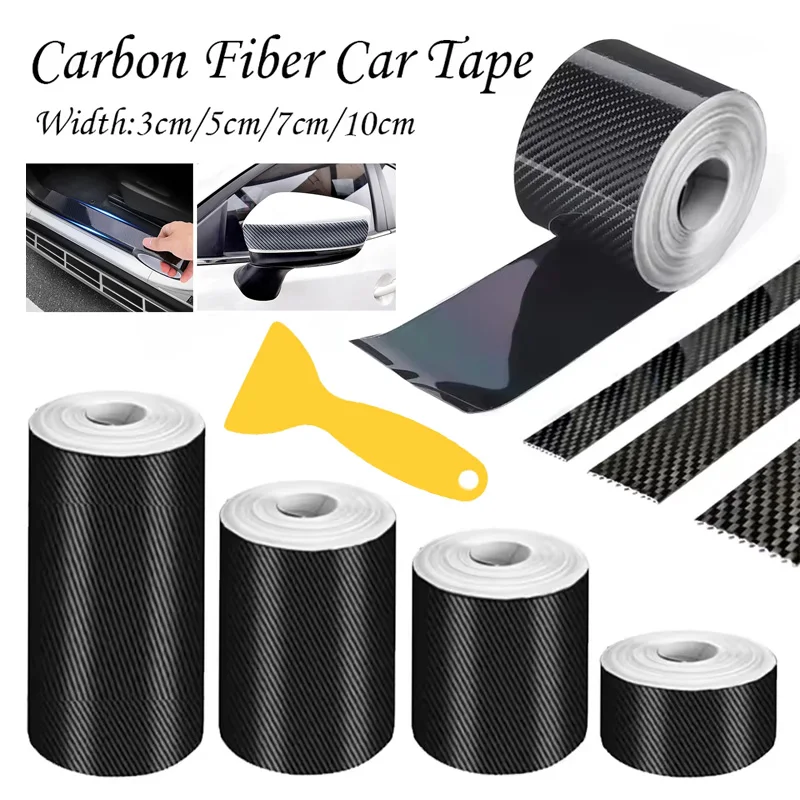 Carbon Fiber Vinyl Wrap Aufkleber Selbstklebende Auto Einstiegsleisten mit Schaber Anti Scratch Schutzfolie für Karosserie