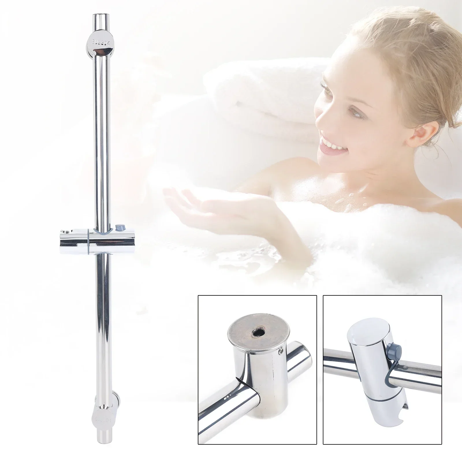 Modern Shower Holder 66cm Slide Bar Adjustable Shower Bracket Kit 304 Stainless Steel Shower Shelf Set Bathroom Appliances