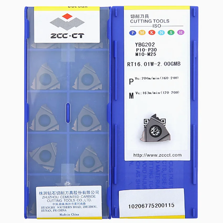 

RT16.01W-2.00GMB YBG202/RT16.01W-2.50GMB YBG202/RT16.01W-3.00GMB YBG202 ZCC.CT CNC blade carbide inserts Thread insert 10pcs/box