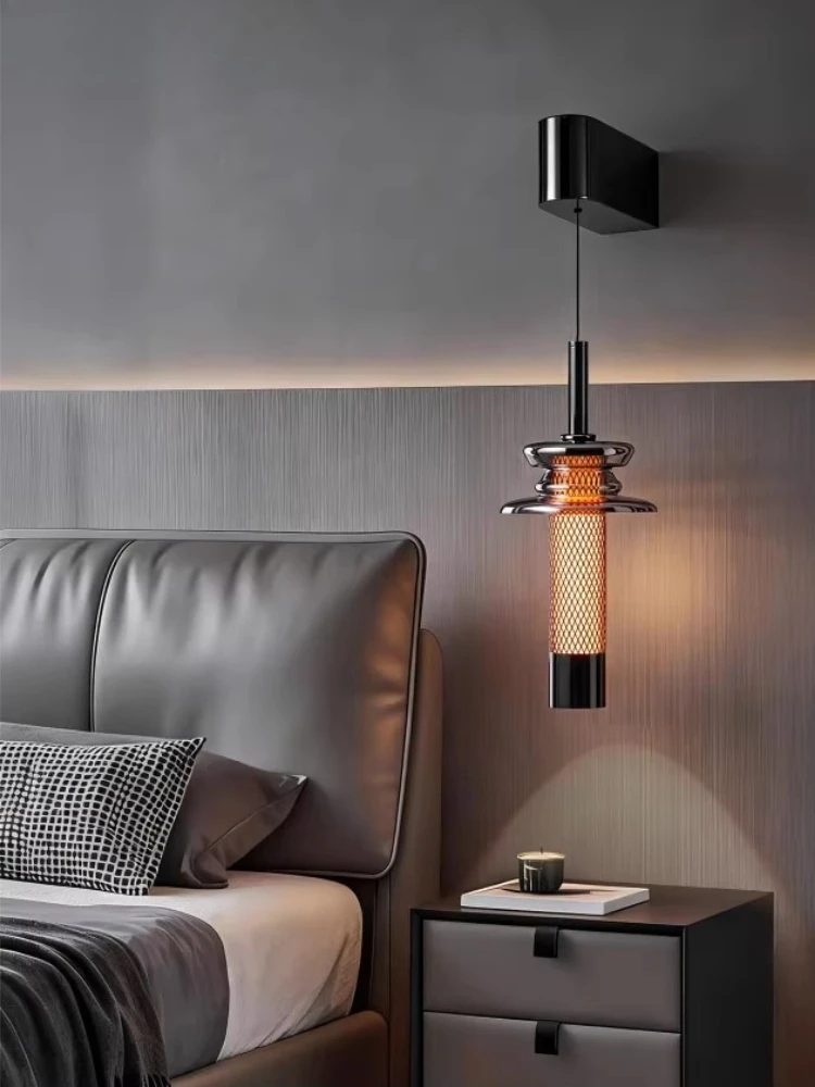 Bedroom bedside wall lamp Italian minimalist high-end creative suspended glass bedside wall lamp