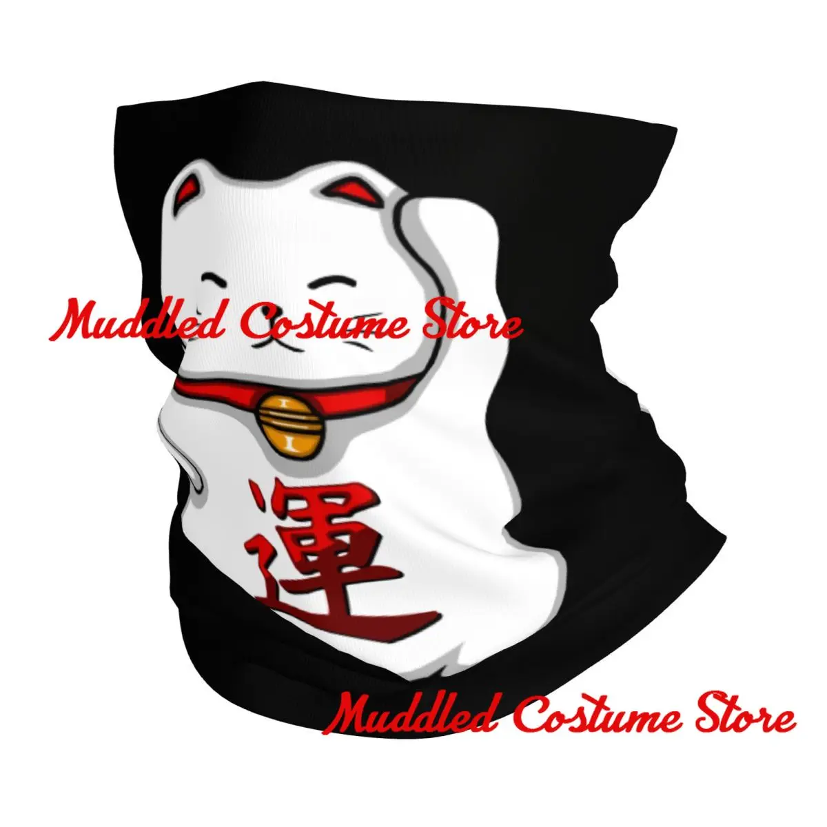 

Custom Cute Maneki Neko Lucky Cat Bandana Neck Gaiter for Ski Hunting Men Women Wrap Scarf Headband Warmer