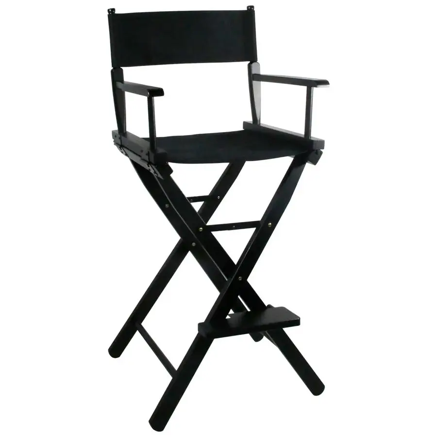 

Tall Directors Chair Folding Makeup Chair for Makeup Artist and Clients,Portable Footrest, Solid Hardwood, 250lbs Capacity, Blac