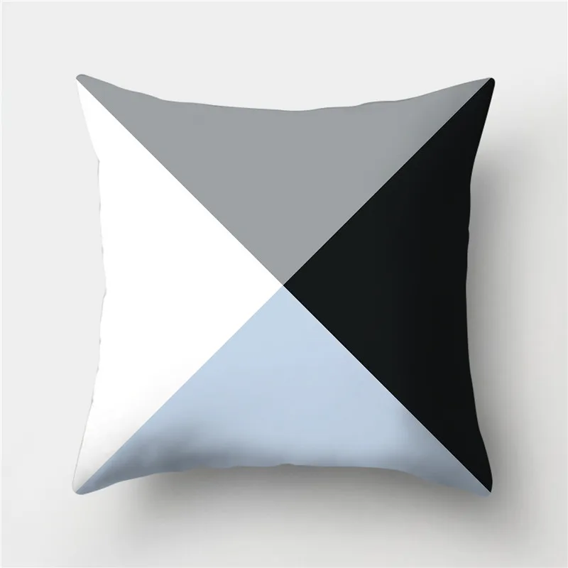 Minimalist Geometry Grey Blue Polyester Cushion Pillow Case Home Living Room Sofa Bedroom Decoration   45x45cm