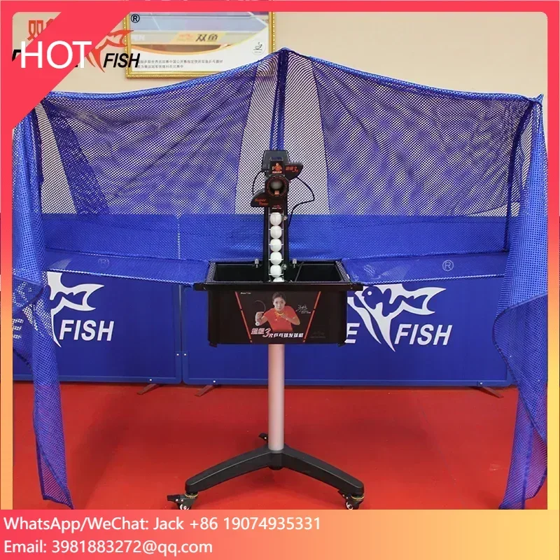 

Double Fish High level Smart serve auto-recycle Movable Automatic table tennis professional spin robots with wheels