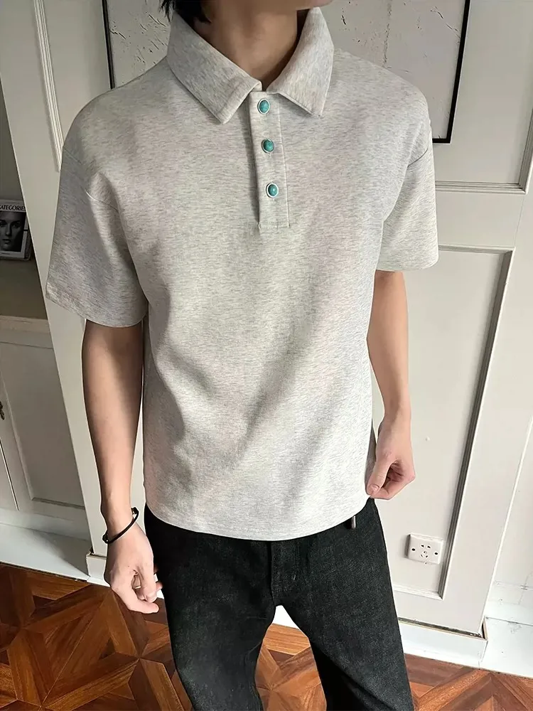 Cleanfit Ocean Tear Turquoise  Neck Anti-Wrinkle Air Layer Short Sleeve T-Shirt Elegant Preppy Style Breathable Comfortable