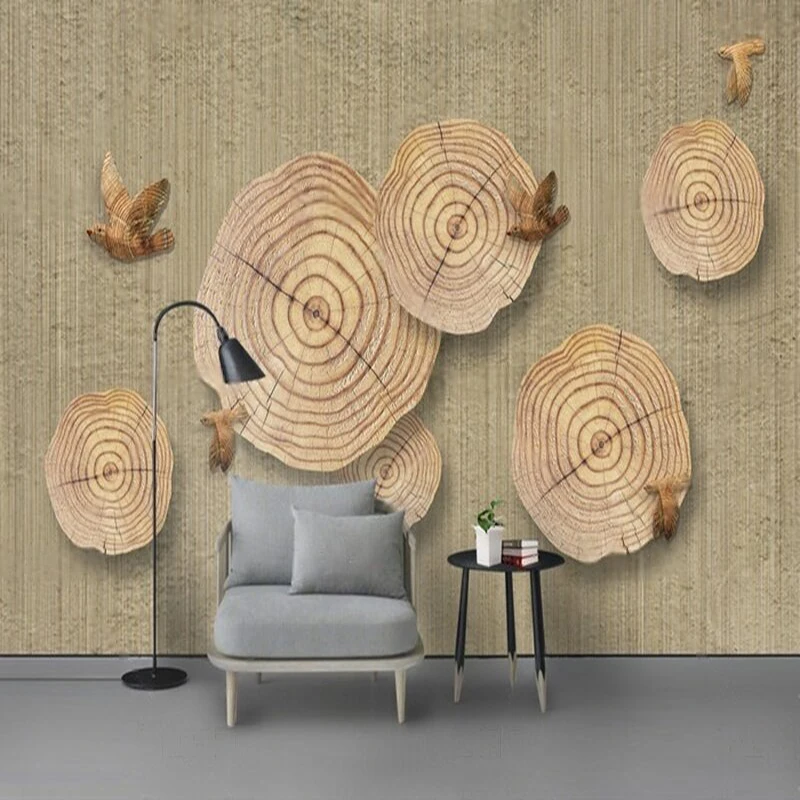 

Современное и простое деревянное кольцо в виде дерева и рельефное украшение в виде птицы на заказ, роскошное украшение для телевизора, фоновая стена