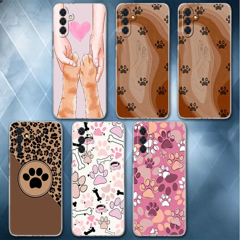 Dog Footprint Paw Cute Pattern Soft Phone Case For Samsung A57 A17 A56 A16 A55 A15 A54 A14 A53 A13 A52 A12 A37 A36 A35 A34 A33 A