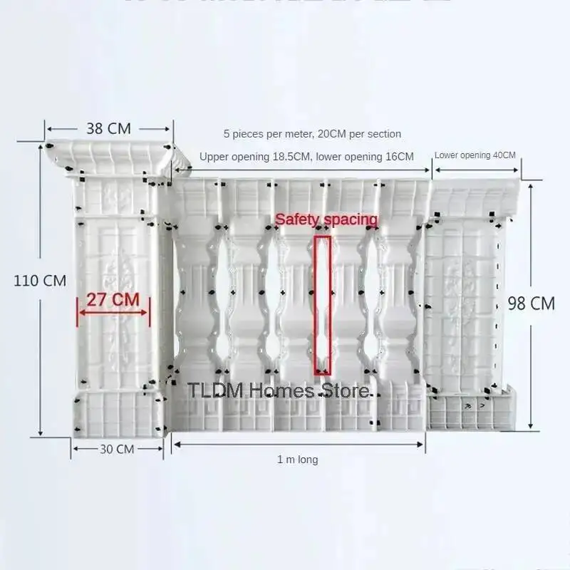 Mold for Thickened PP Home Roman Column Balcony Cast-in-place Square Cement Column Railing Mold Villa Garden Building Fencing