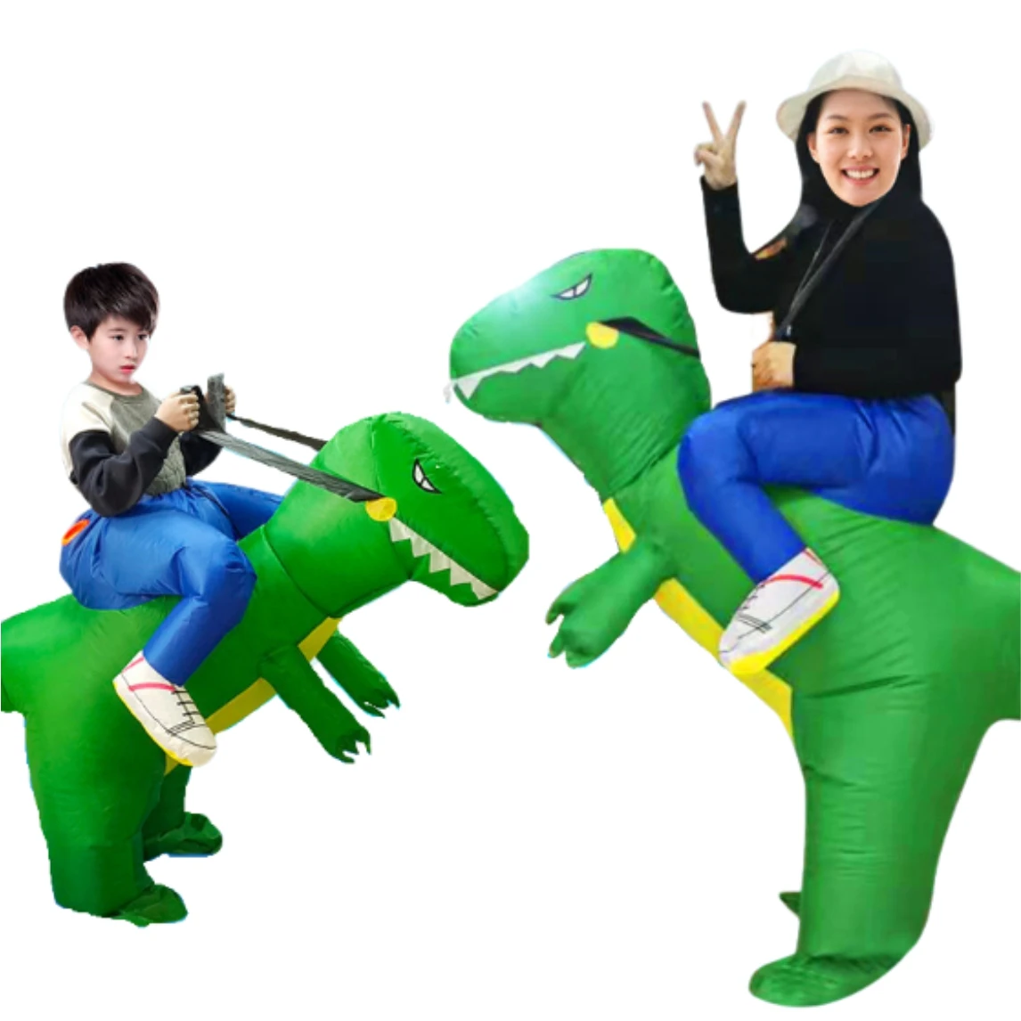 Boys Girls Inflatable Green Dinosaur Cosplay Costume for Adult Child Funny Fancy Dress Halloween Kids Red T-rex Cosplay Suit