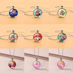 Super Mario Bros Necklace Classic Game Peripheral Cute Cartoon Character Pendant Princess Peach Couple Gifts Children's Toys