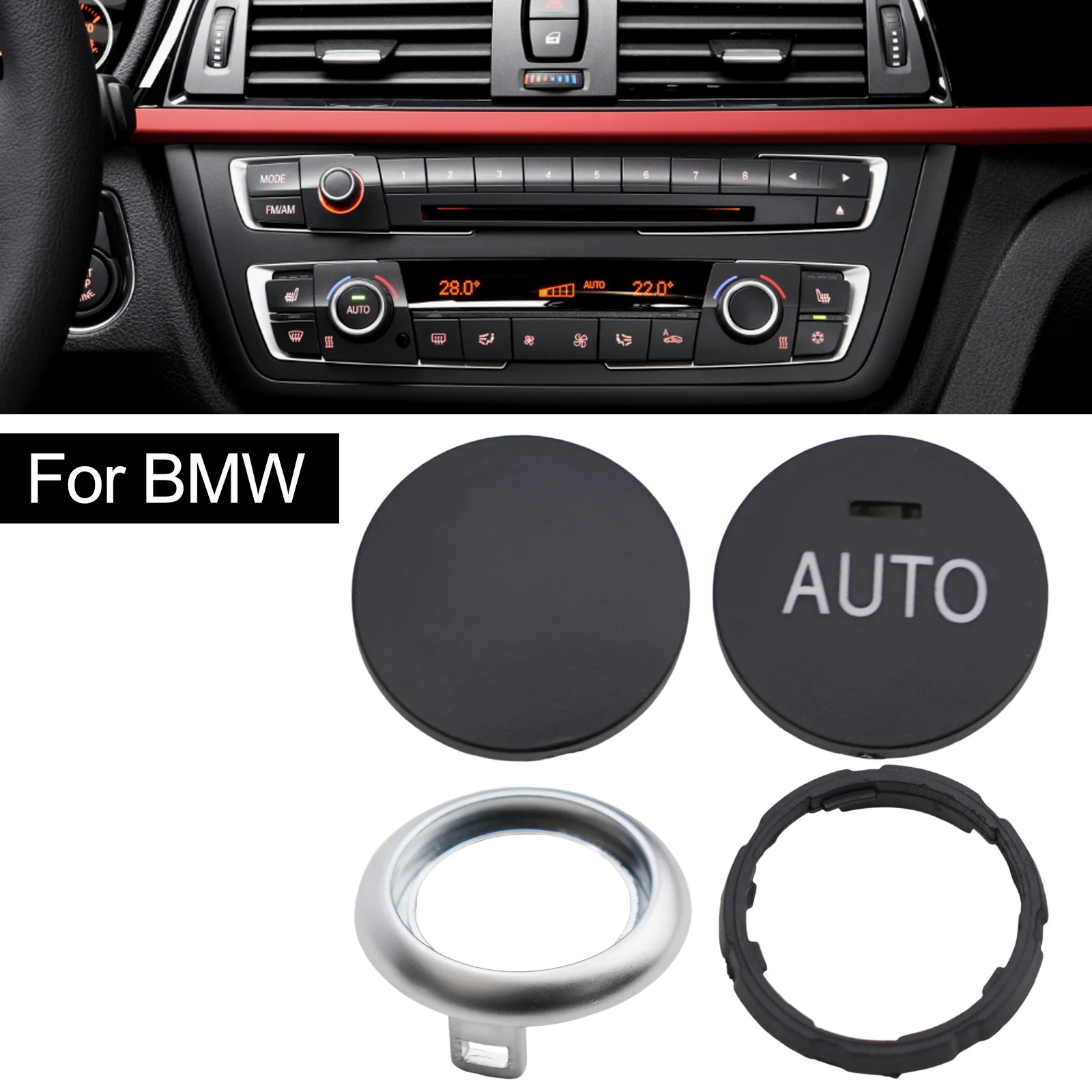 

Useful Reliable Control Button Knob Inner For BMW 5 6 7 Series X6 Replacement Accessories Auto Black+Silver