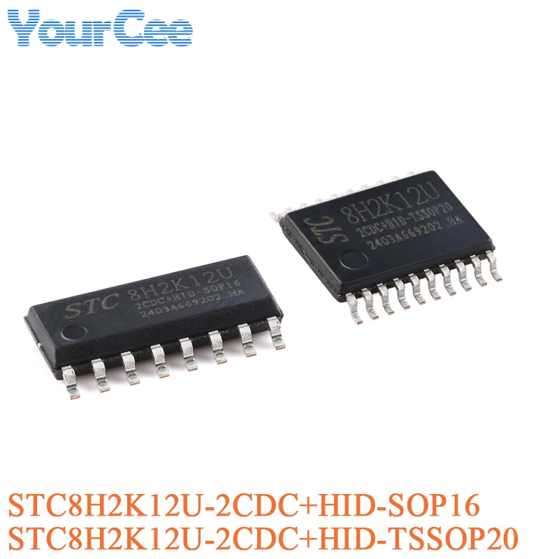5PCS STC8H2K12U-2CDC+HID-SOP16 STC8H2K12U-2CDC+HID-TSSOP20 High-speed 8051 Core 1T Microprocessor Microcontroller Chip
