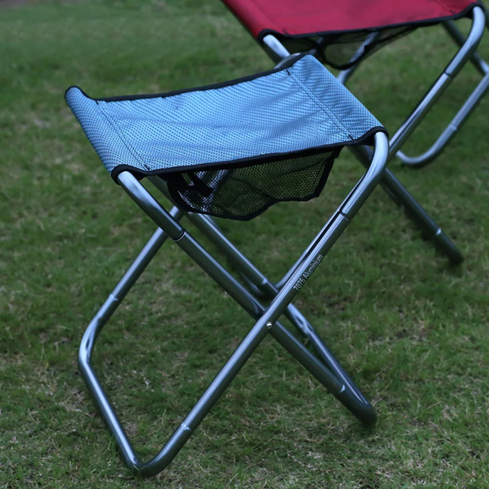 

Portable Folding Camping Chair Blue Multifunctional Aluminum Alloy Stool Easy Setup Compact Size Outdoor Indoor Activities