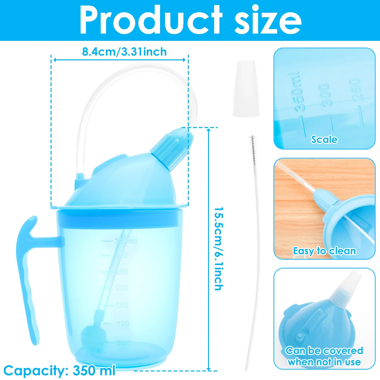 350ml Adult Sippy Cup, Elderly Spill Proof Cup ,Practical Anti Choking Elderly Sippy Mug Controll Flow Rate for Senior Drinking