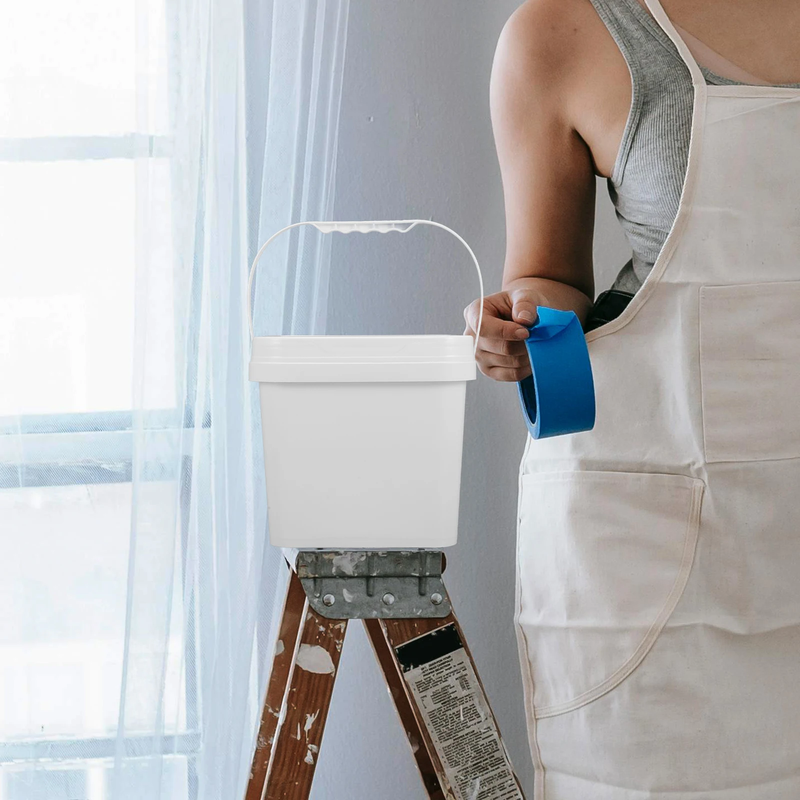 

5L Bucket With Handle Lid Plastic Storage Container For Outdoor Use Durable Paint Storage Bin Heavy Duty Paint Pail