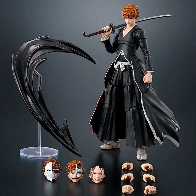 Original BANDAI S.H.Figuarts BLEACH Kurosaki Ichigo GETSUGATENSHO figura de acción de PVC modelo coleccionista genuino estatuilla juguete para regalo