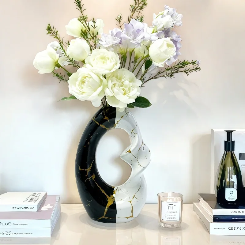 1pc Simple and high-end sense irregular artistic spiral color blocked vase decoration home flower arrangement device