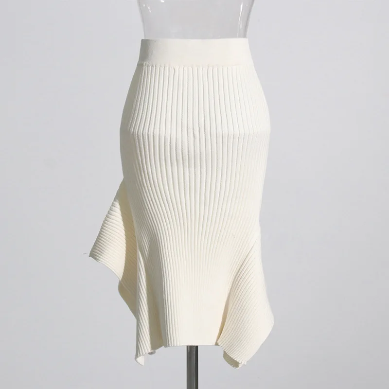 

Elegant Temperament, Slim Fit, Slimming And Hip Hugging Skirt, 2025 Spring New Fashion Collection, Asymmetrical Knit Skirt For