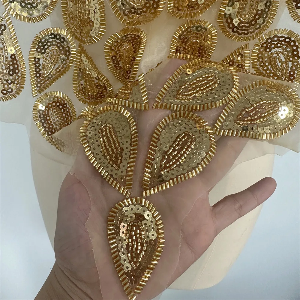 جديد لامعة مطرزة الذهب والفضة الأسود التطريز الحدود صافي الدانتيل طوق بقع #4