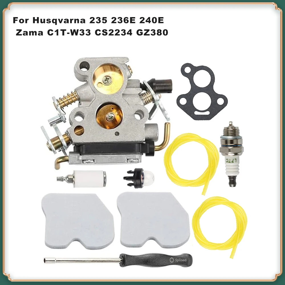 

Chainsaw Carburetor Kit for Husqvarna 235 236E 240E - Zama C1T-W33 Replacement CS2234 GZ380