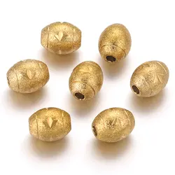5pcs Stainless Steel Gold Plated Matte Oval Heavy Large Bead Spacer Beads for Bracelet Needlework DIY Necklace Jewelry Making