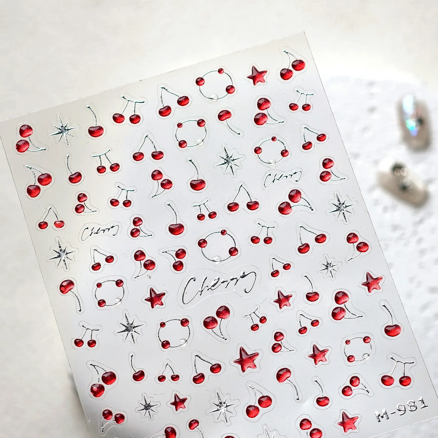 5d bronzant gelée cerise étoile Nail Art autocollant mignon simple Double cerise auto-adhésif autocollants pour ongles bricolage été ongles pièces