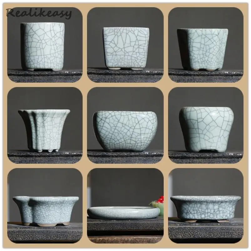

Chinese Household Ceramic Flower Pot Succulent Planter Creative Cracked Cute Plants Flower Pot For Home Desktop DecorationLB550