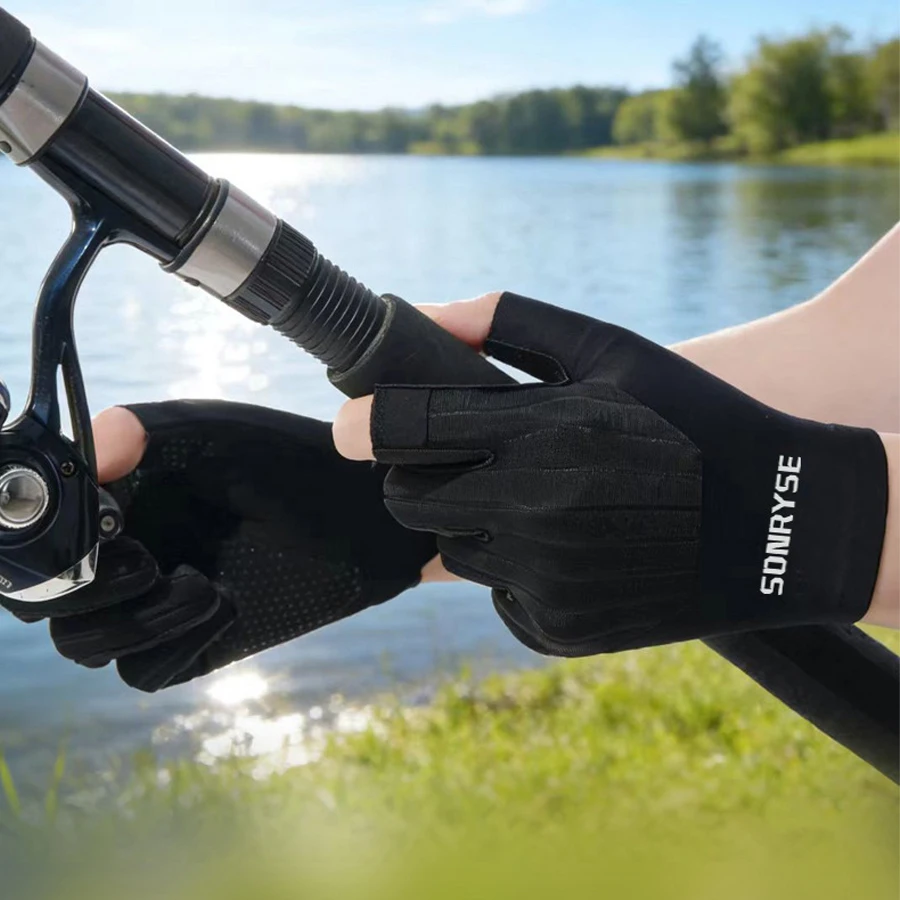 Spring and summer outdoor cycling gloves, all finger color blocking, anti slip, shock-absorbing, breathable, sweat absorbing, sp