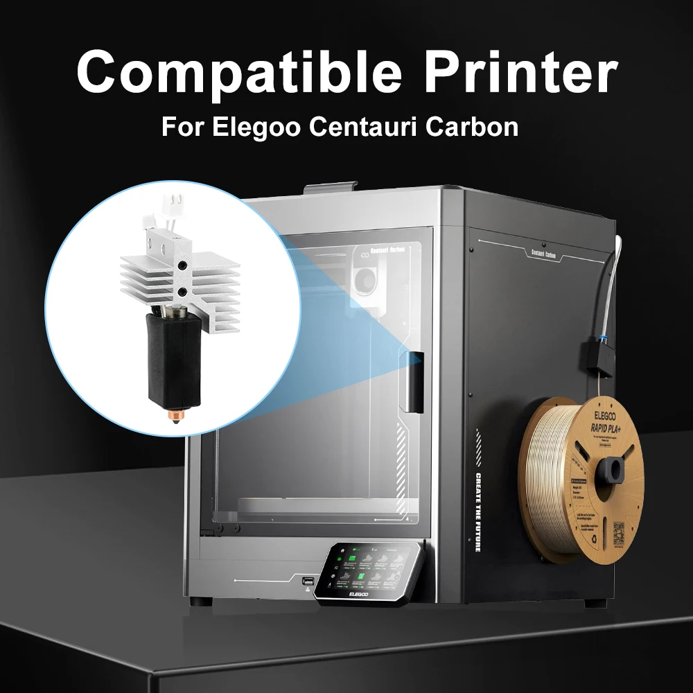 For Elegoo Centauri Carbon Hotend Kit Upgraded Detachable Heating Block Ceramic Zirconia Throat Chromium Zirconium Copper Nozzle