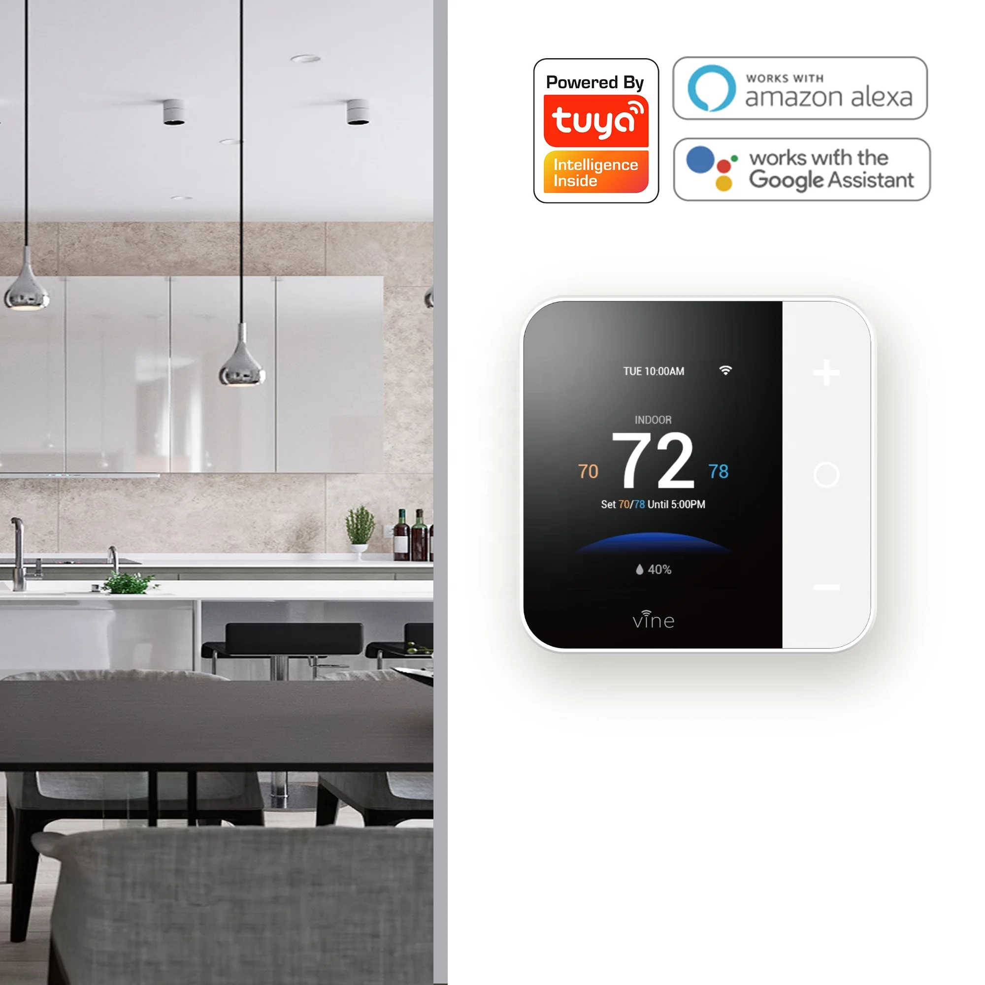 Tuya Smart Thermostat TJ-550 Programmable HVAC Heat Pump Wifi Control Google Alexa