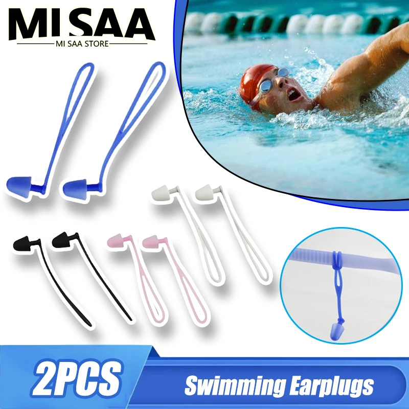 Swimming Reusable Hearing Protection Noise Reduction Earplugs Earmuff Silicone Corded Ear Plugs Ears Protector Swim Accessories