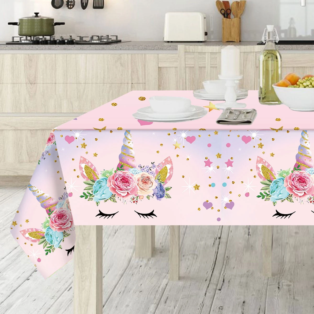 1pc 220x130cm Unicorn Disposable Tablecloth for Kids Birthday Party Decoration Unicorn Theme Party Decor Supplies Baby Shower