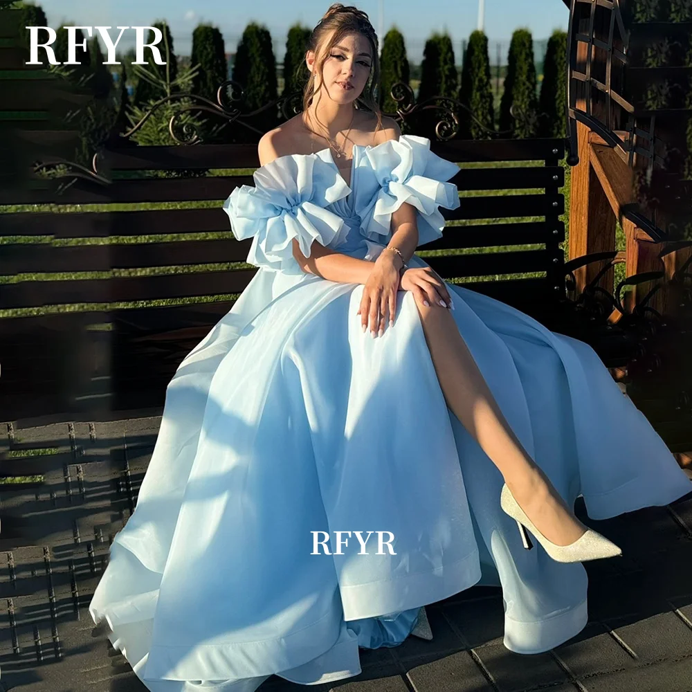 

RFYR Off Shoulder Evening Dress with Ruffles A Line Prom Gowns Elegant Princess Gown Fairy Dress فساتين مناسبة رس